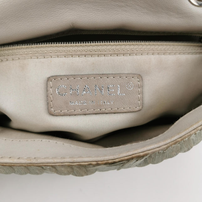 Chanel Paillette Flap Bag Rectangular Mini Glitter Sequins Silver