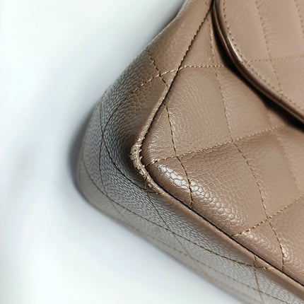 Chanel Classic Flap Jumbo 2009 Coffee Brown Caviar Leather Single Flap Silver Hardware