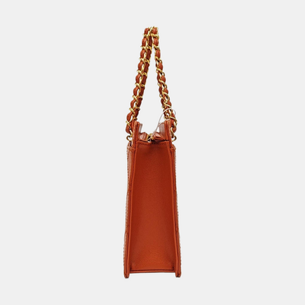 Chanel Vintage Small Matelasse Orange Caviar Leather Top Handle Bag