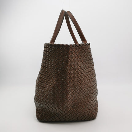 Bottega Veneta Cabat Tote Intreccio Leather Dark Chocolate Brown 44cm