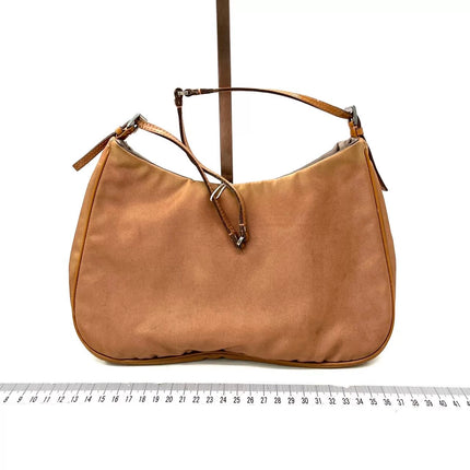 Prada Cleo Caramel Brown Nylon Shoulder Bag