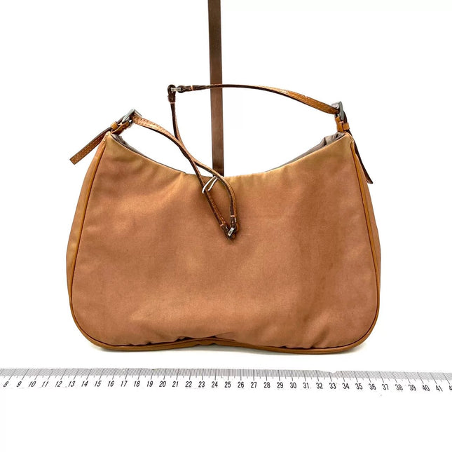 Prada Cleo Caramel Brown Nylon Shoulder Bag