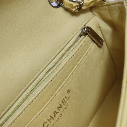 Chanel Classic Flap Rectangular Mini Yellow Patent Leather Silver HW, 2014-2015