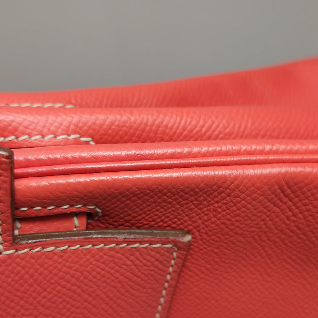 Hermes Kelly 28 Retourne Calfskin Leather Rose Exterior Brown Interior Gold Hardware Double Ring