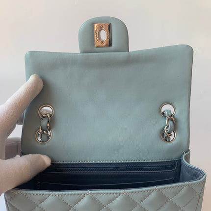 Sold Chanel Classic Flap Rectangular Mini Misty Blue Lambskin, 2011-2012