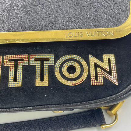 Louis Vuitton Avant-Garde Pochette Clutch Suede Leather Crystal Logo, 2011
