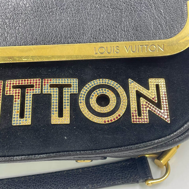 Louis Vuitton Avant-Garde Pochette Clutch Suede Leather Crystal Logo, 2011