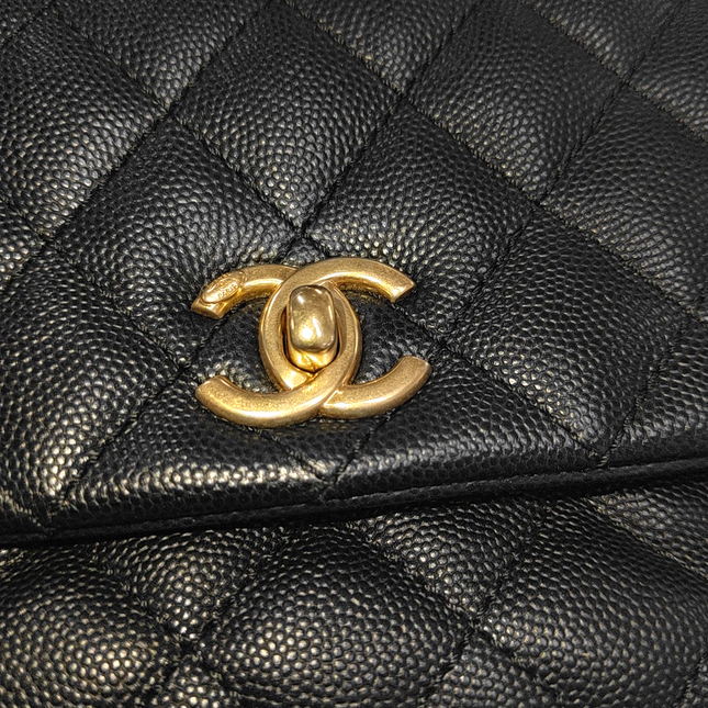 Chanel Coco Handle Small Black Caviar Leather Gold Hardware 2017