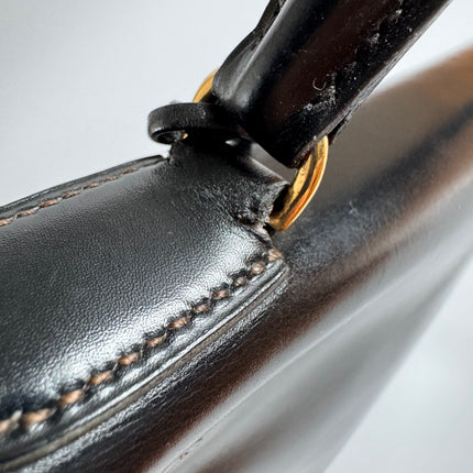 Hermes Kelly 32 Retourne Black Box Leather Gold HW 1987