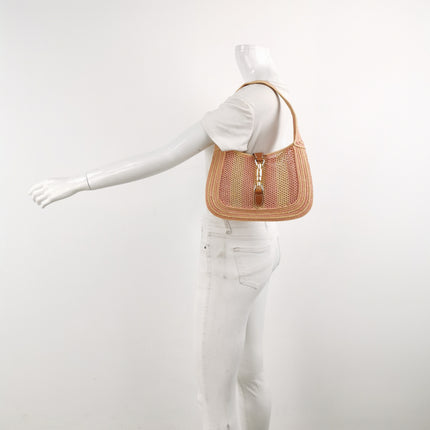 Gucci Jackie 1961 Wicker Bag Pink Gold Hardware Leather Strap