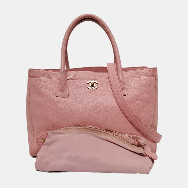 Chanel Cerf Executive Pink Caviar Leather Handbag Gold Hardware With Strap