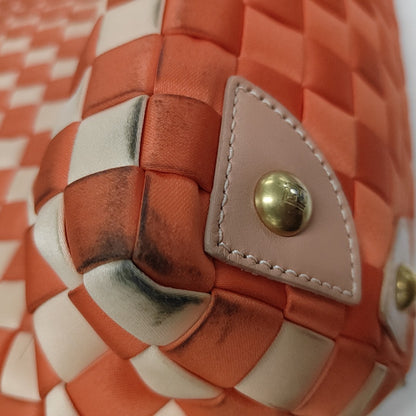 Fendi Peekaboo Medium Fabric Leather Intreccio Orange Handbag