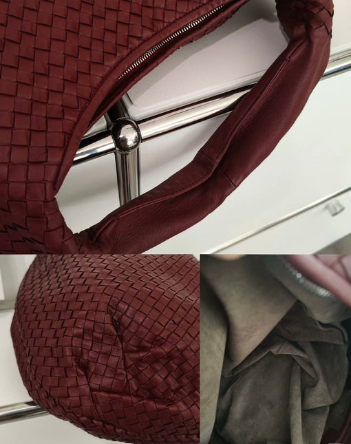 Sold Bottega Veneta Belly Hobo Intrecciato Burgundy Ancora Red Medium 45cm