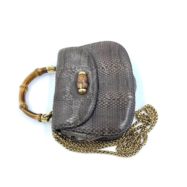 Sold Gucci Bamboo 1947 Night Mini Python Evening Bag with Chain