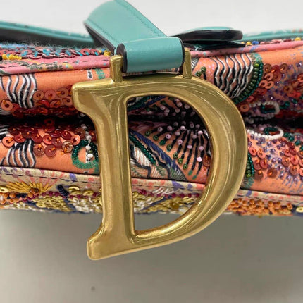 Dior In Lights Saddle Medium Multicolor Beads and Calfskin Leather Shoulder Bag