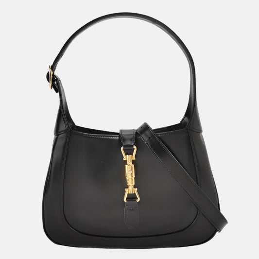 Gucci Jackie 1961 Black Leather Bag Small with Adjustable Strap-Luxbags