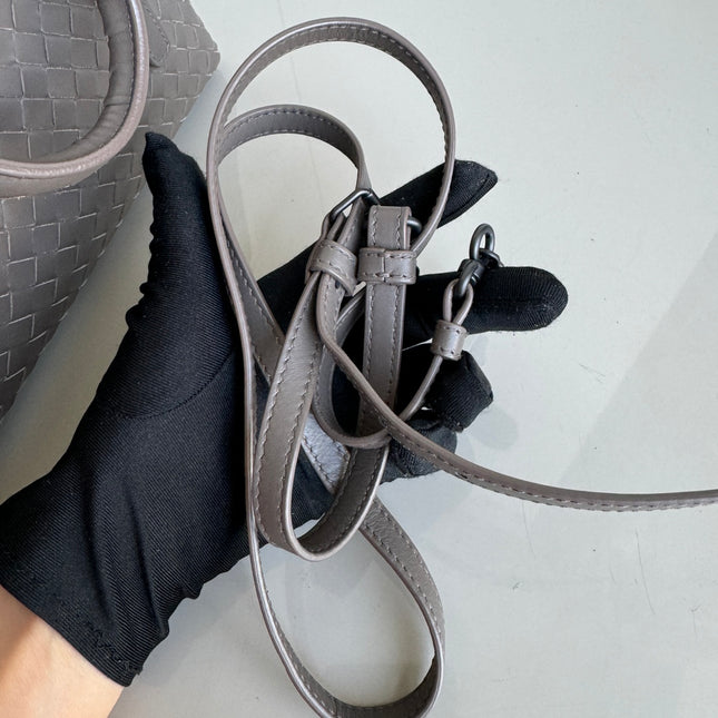 Bottega Veneta Roma Handbag Bag Intrecciato Nappa Leather Grey Mini 25cm