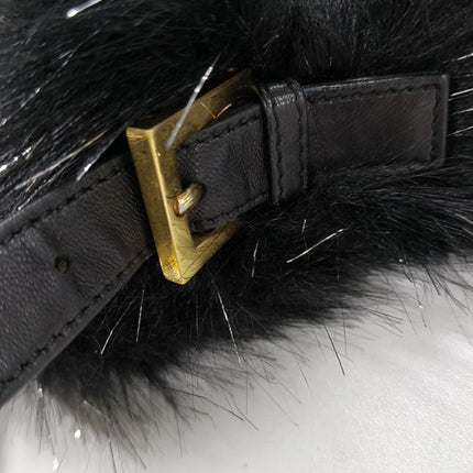 Sold Fendi Baguette Black Furry Pink Interior Shoulder Bag