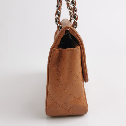Chanel Classic Flap Rectangular Mini Tan Brown Caviar Leather