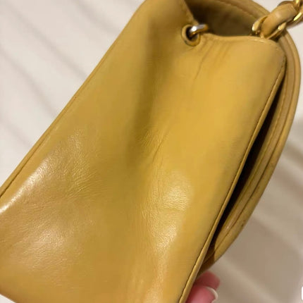 Chanel Diana CC Flap Bag Small Vintage Yellow Lambskin Leather with 24k Gold HW, 1991-1994