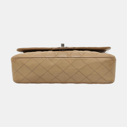 Chanel Timeless Classic Flap Medium Beige Caviar Leather Silver Hardware, 2005-2006