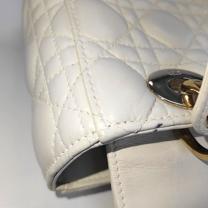 Lady Dior Small My Abcdior White Ecru Lambskin Cannage Leather