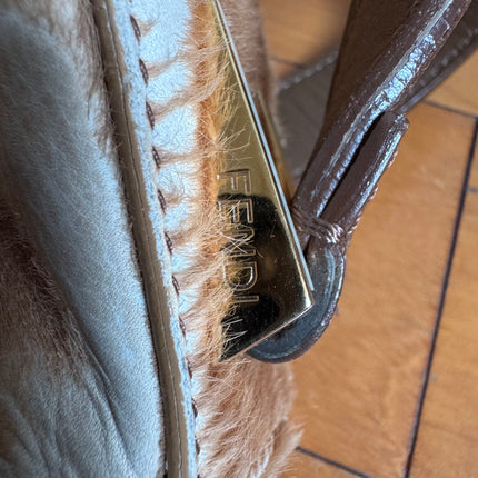 Fendi Mamma Baguette Large Pony hair in Cow Print Natural Color