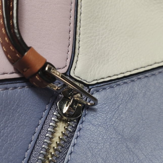 Loewe Puzzle Small Tricolor Purple Pink Grey Calfskin Leather Crossbody Bag