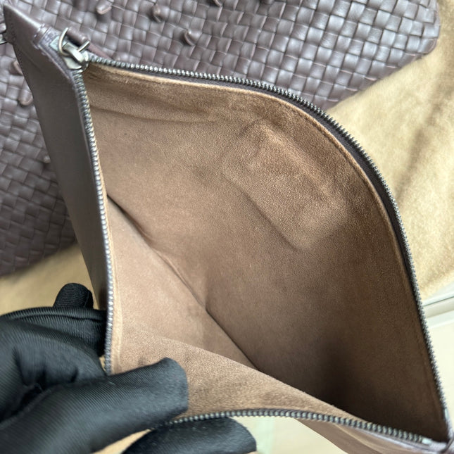 Sold Bottega Veneta Cabat Medium Intreccio Leather Tote Bag Dark Chocolate Brown