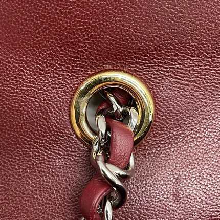Chanel Flap Bag Mini Burgundy Lambskin Leather Gold & Silver Hardware 2019