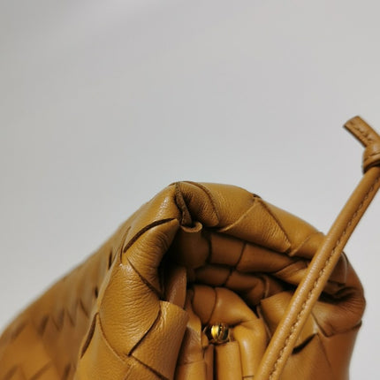 Bottega Veneta Pouch Mini Intrecciato Camel Lambskin Leather Crossbody Bag