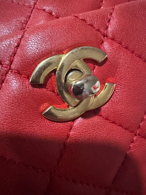 Chanel Shopping Tote Red Lambskin Leather Gold Hardware 2013-14