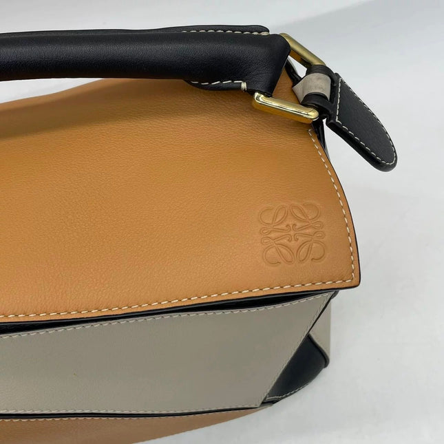 Loewe Puzzle Medium Tricolor Black Yellow Calfskin leather bag