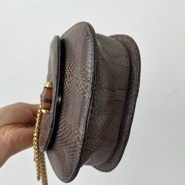 Sold Gucci Bamboo 1947 Night Mini Python Evening Bag with Chain