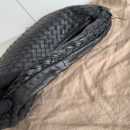 Bottega Veneta Intrecciato Hobo Bag Medium With Fringes Black Lambskin leather 40cm