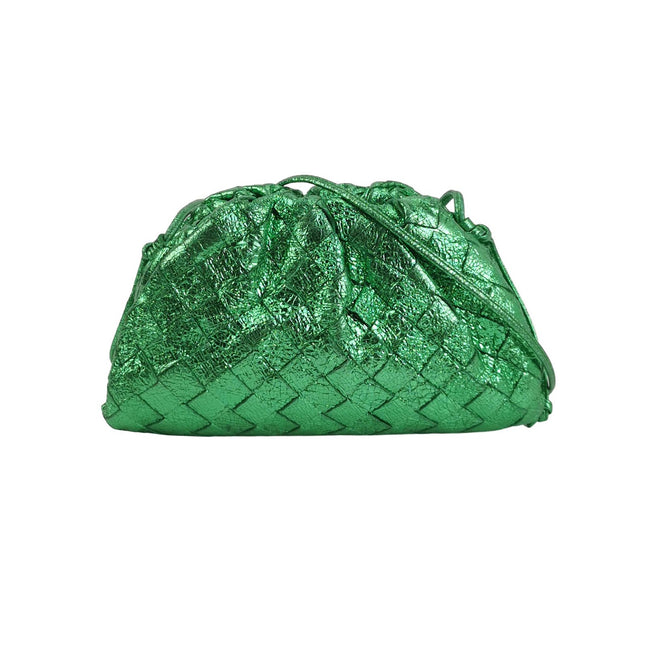 Bottega Veneta Pouch Mini Metallic Green Intrecciato Leather