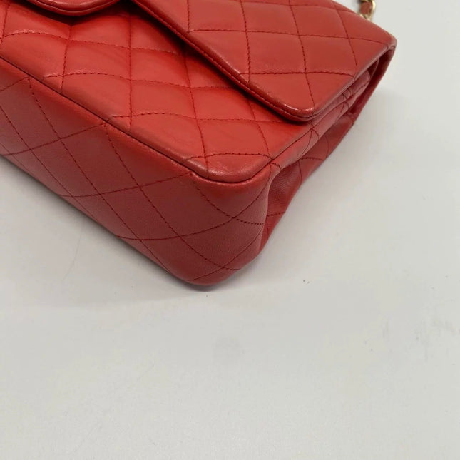 Chanel Classic Flap Medium Red Lambskin Leather with Gold Hardware
