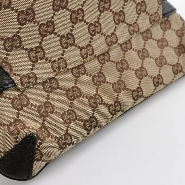 Sold Gucci Horsebit 1955 Chain Clutch Small Cloth Beige Monogram Brown Leather Shoulder bag