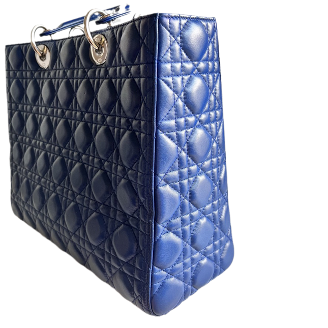 Sold Lady Dior Large Bag Navy Lambskin Cannage Leather