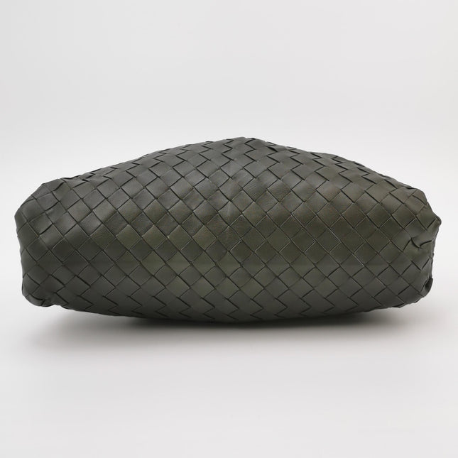 Bottega Veneta Pouch Large Intrecciato Dark Olive Green Calfskin Leather
