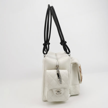 Chanel Cambon Multi-pocket Ligne Reporter Bag Large White Calfskin Leather