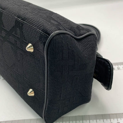Christian Dior Macros Cannage Coating Canvas Handbag in Black
