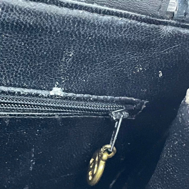 Chanel Vintage Kelly Mini Top Handle Flap Bag Black Lambskin Leather