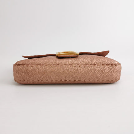 Fendi Baguette Selleria Calfskin Leather Iridescent Metallic Pink Shoulder Bag