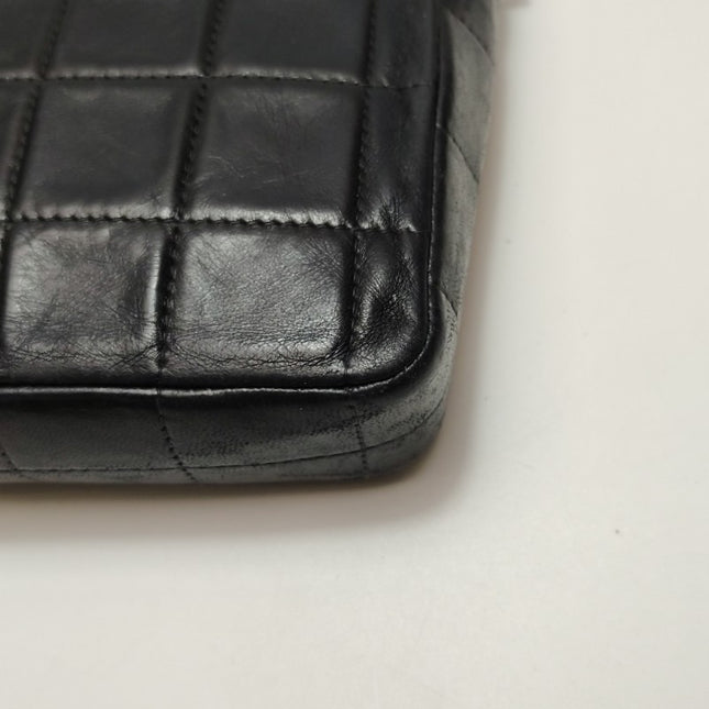 Chanel East West Chocolate Bar Black Leather Silver Hardware, 2000-2002