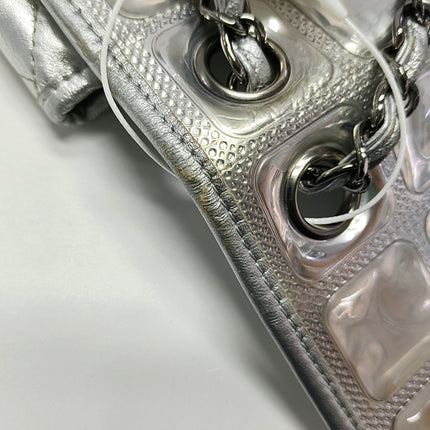 Chanel Ice Cube Chocolate Bar Classic Flap Metallic Silver PVC with Leather