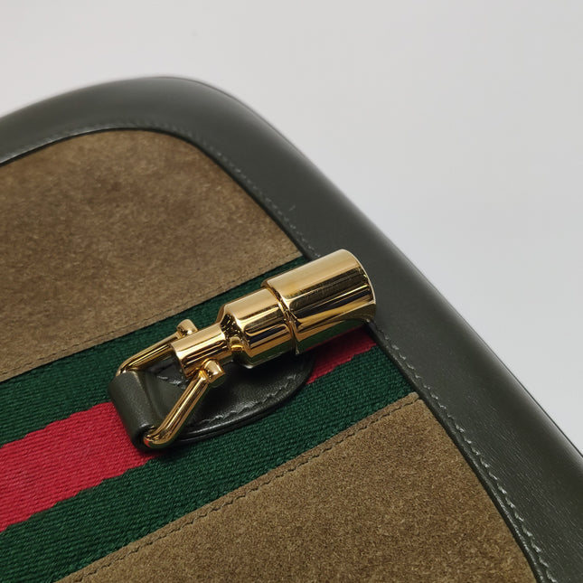 Gucci Jackie 1961 Small Olive Green Suede and Leather Bag