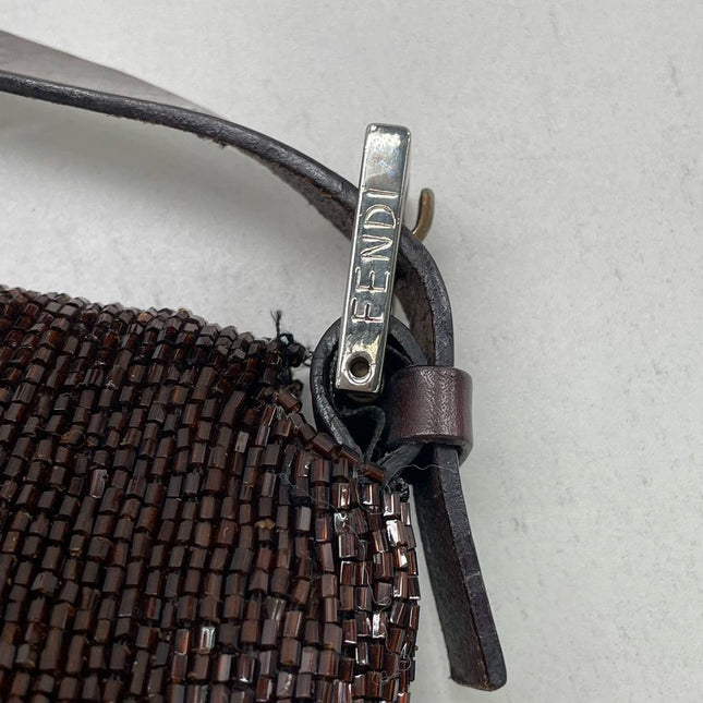 Sold Fendi Baguette Vintage Dark Chocolate Brown Glitter Beads