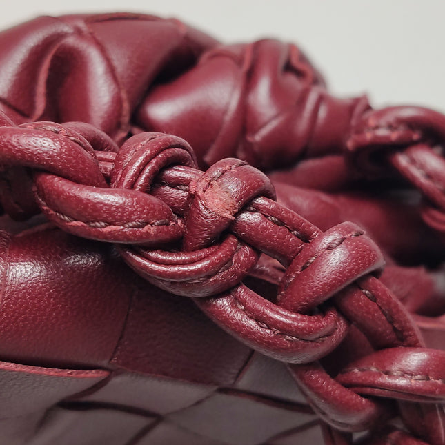 Bottega Veneta Pouch Mini Intrecciato Burgundy Lambskin Leather Crossbody Bag