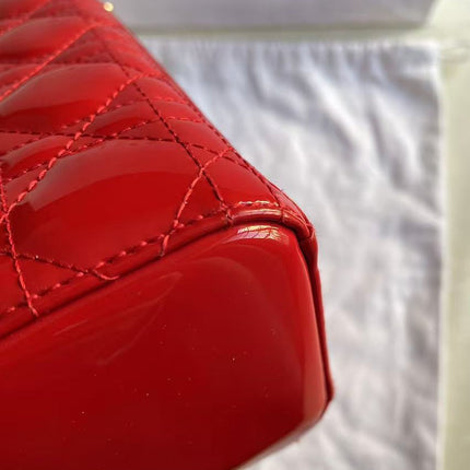 Lady Dior Small Red Patent Leather with Strap